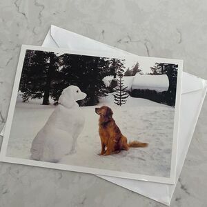 Happy Holiday Greeting Card Dog and Snow Dog Snowy Winter Wonderland Palm Press‎